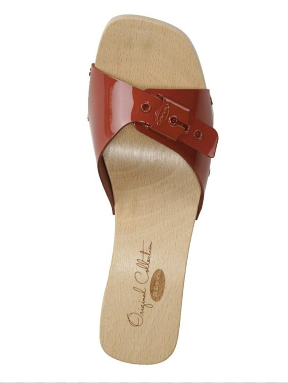 Dr. Scholl's Rust Red Patent Leather Slide Clog Size 8